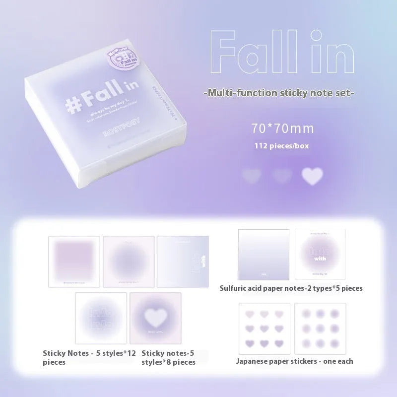 Square 70mm gradient parchment multifunctional notepad with blush cover showing interior papers