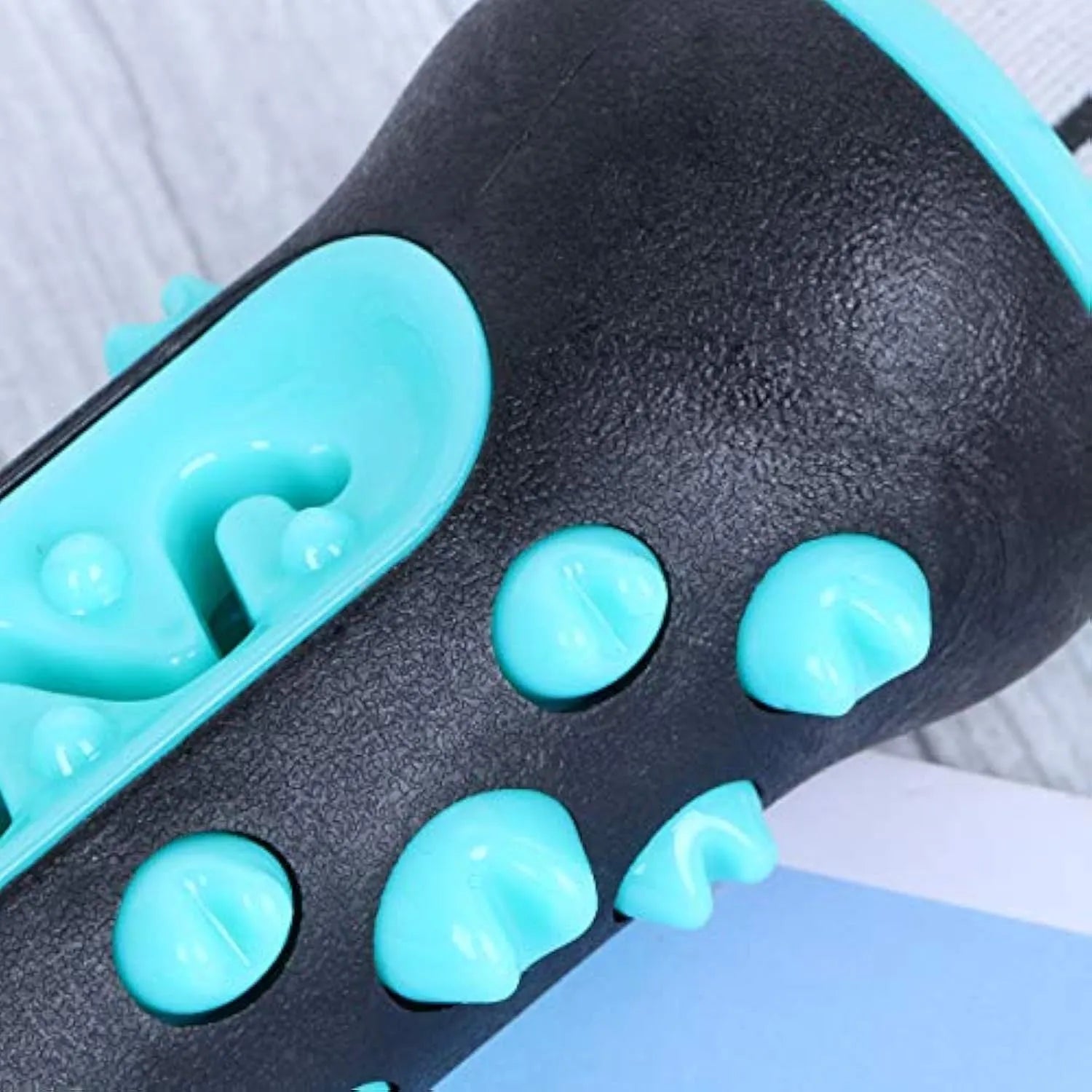 Natural rubber dog dental chew toy in blue colour, showing stick shape for teeth cleaning.