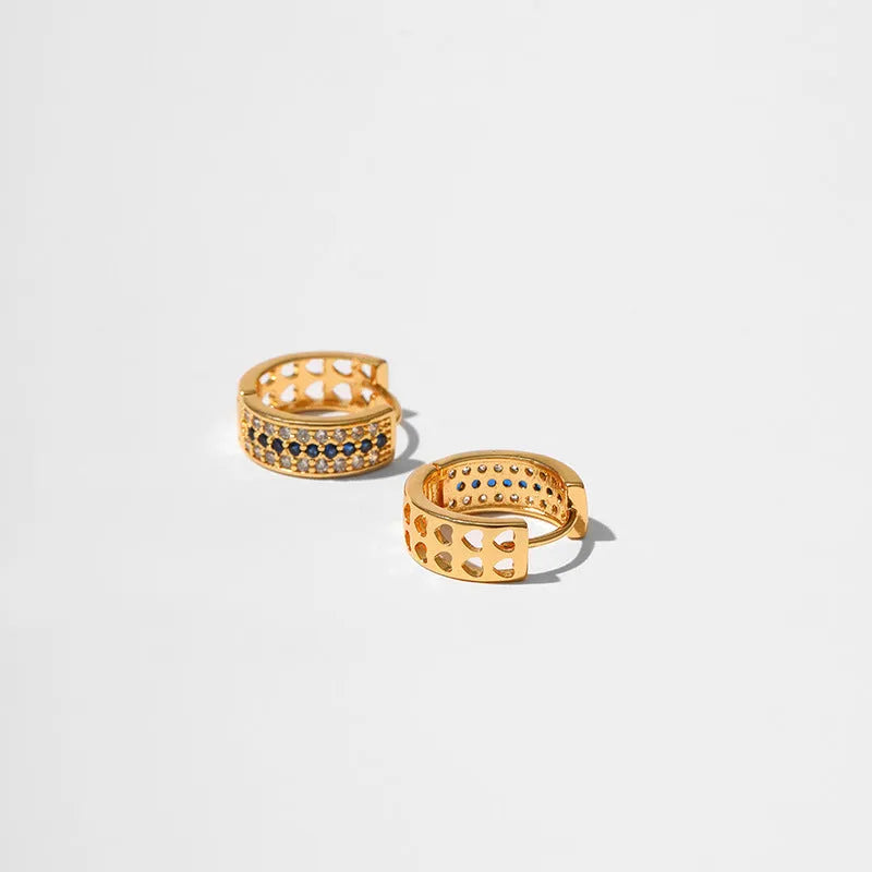 Geometric round gold-coloured hoop earrings for women