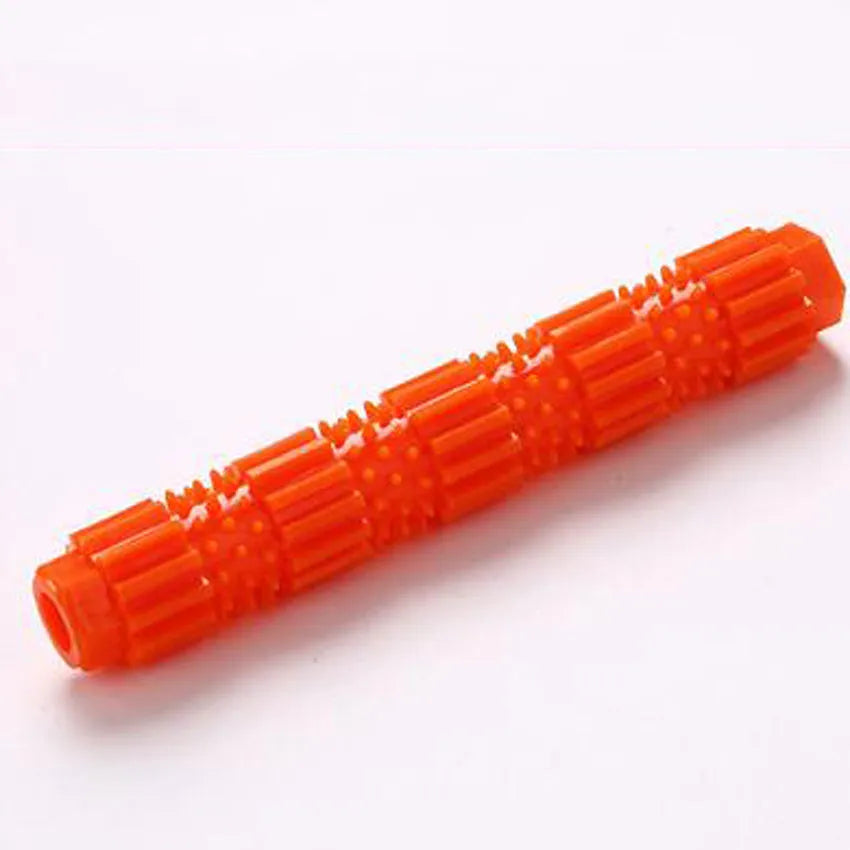 Green and orange durable rubber dog chew toy for aggressive chewers with treat dispensing opening