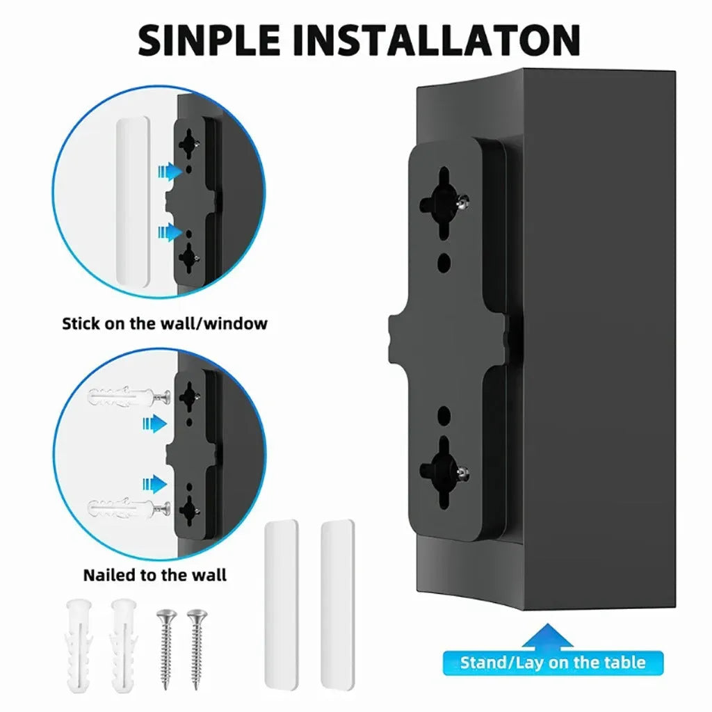 Black digital television antenna with mounting accessories including screws and expansion tubes