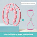 Leg massager roller with ring clip handle showing wheel configurations for muscle relaxation