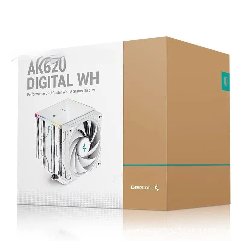 Twin tower CPU air cooler heat sink with copper-aluminium composite construction and digital display