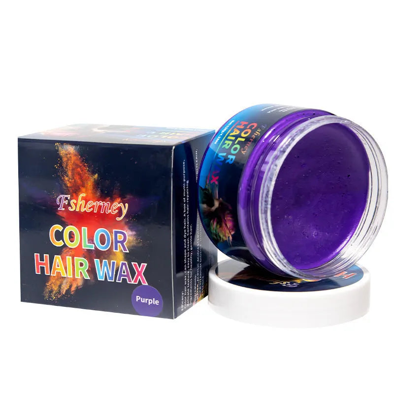 120g hair styling clay available in nine colours including white, blue, green, purple, and granny grey