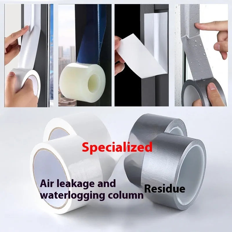 High adhesive windproof tape roll showing silver grey, transparent, and white colour options for window and windshield sealing