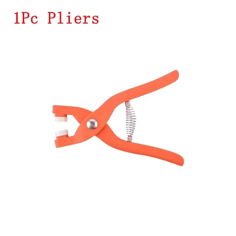 Stainless steel no-sew five claw button clasp and pliers for clothing, size 9.5mm.