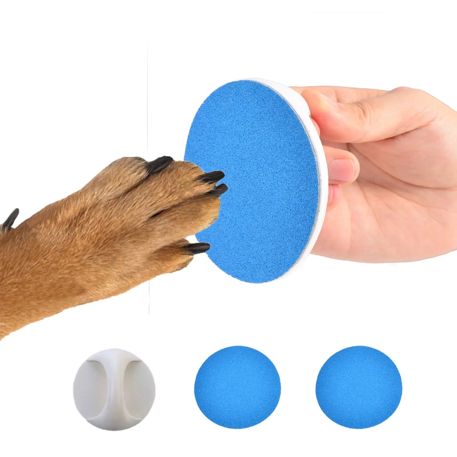 Round dog nail file board with ergonomic handle in four colour options