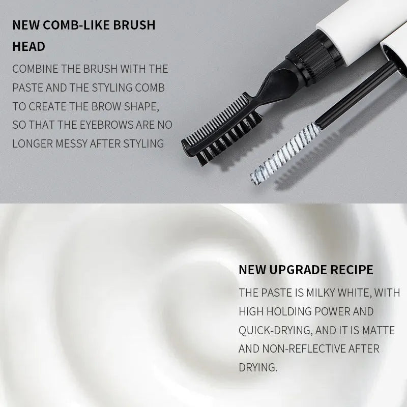 Eyebrow brush and liquid set for natural wild eyebrow styles in pink and white options
