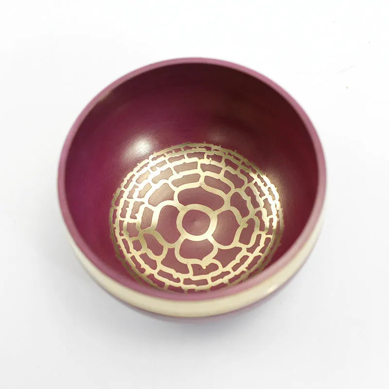 Handmade 7.8cm diameter alloy Himalaya bowl in seven colours for meditation and percussion