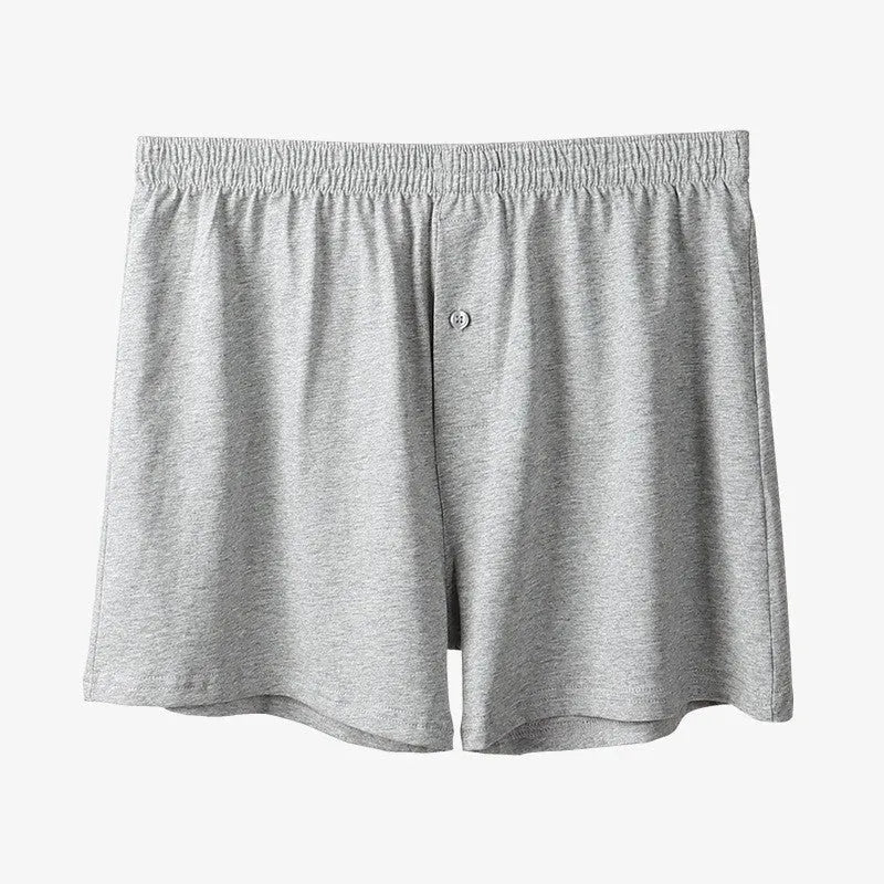 Men's high waist cotton boxer shorts in solid colours with loose fit design