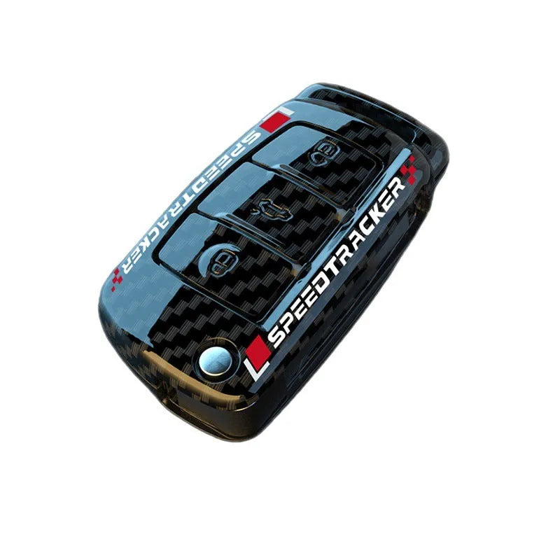 Carbon fibre style car key holder with mirror accessory in feilin material