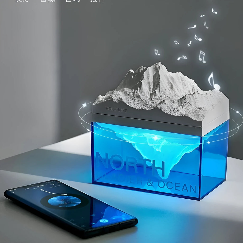 Glacier night light Bluetooth speaker acrylic compact bedside lamp 13.8 x 8.5 cm solid colour