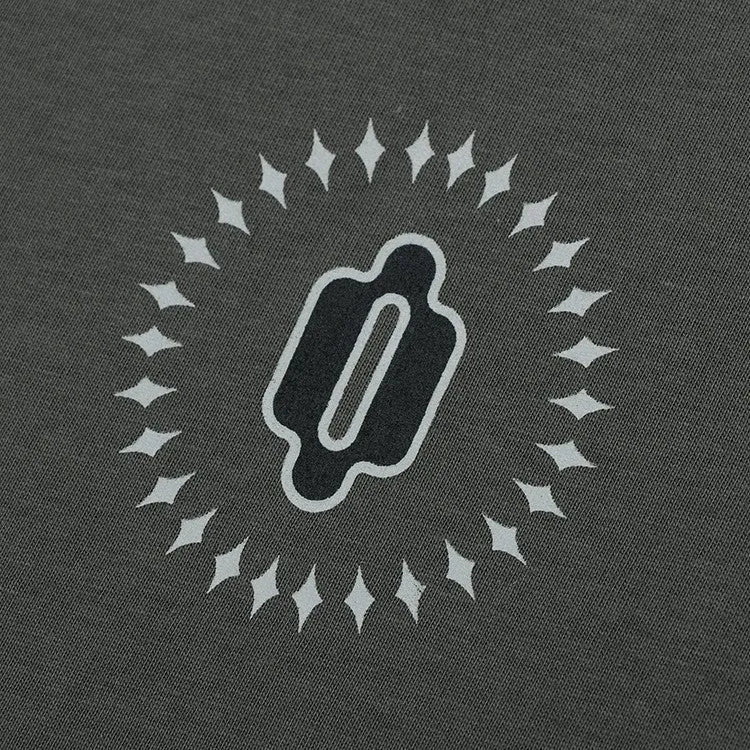 Grey cotton drop shoulder sweatshirt with round neck and long sleeves