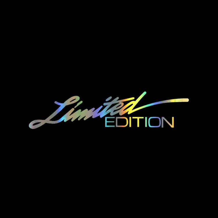 Reflective English plastic bumper sticker in black, white, or colourful, measuring 16cm long.