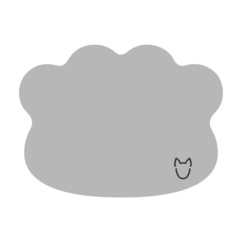 Ice silk dog cooling mat in light grey with non-slip base on a wooden floor