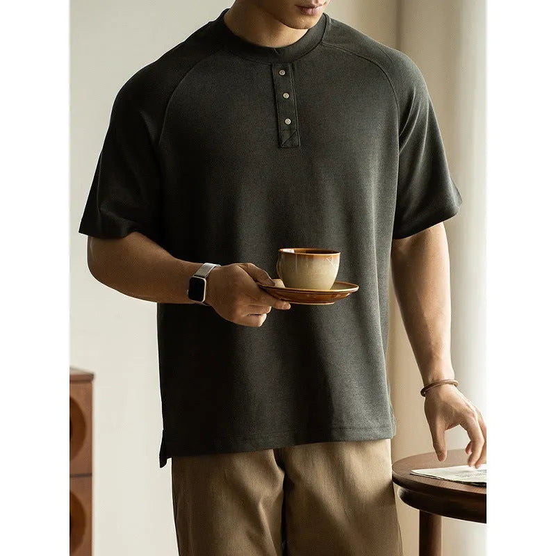 Women's casual loose top with terry texture fabric and raglan sleeves in three colour options