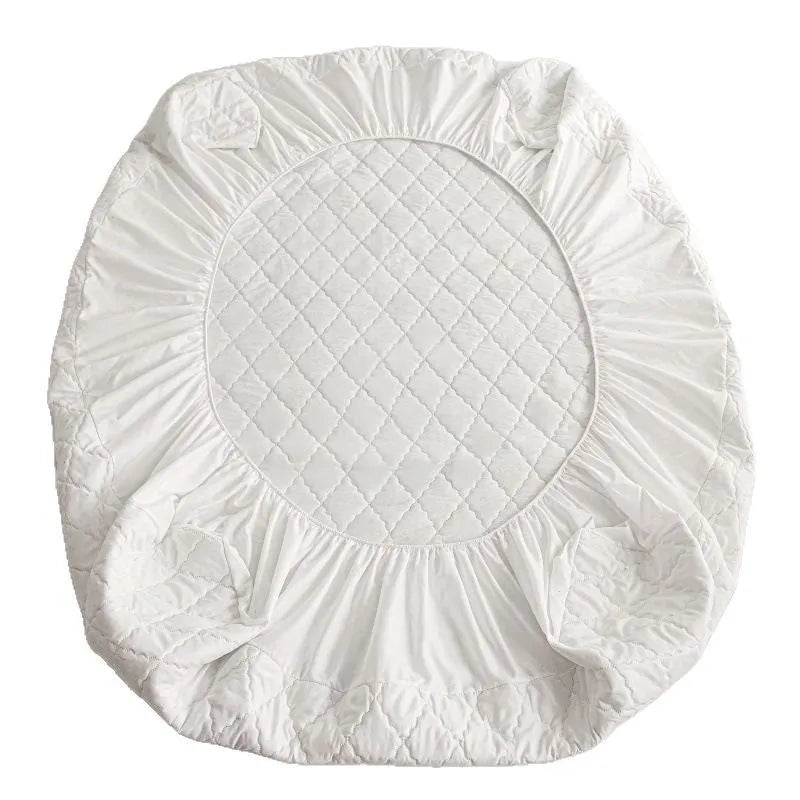 Diamond lattice quilted waterproof mattress protector set with fitted sheet and pillowcases in bamboo fibre