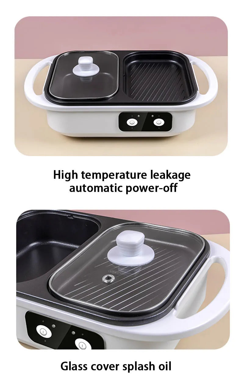 White or green dual-use electric frying oven caldron appliance with mechanical controls