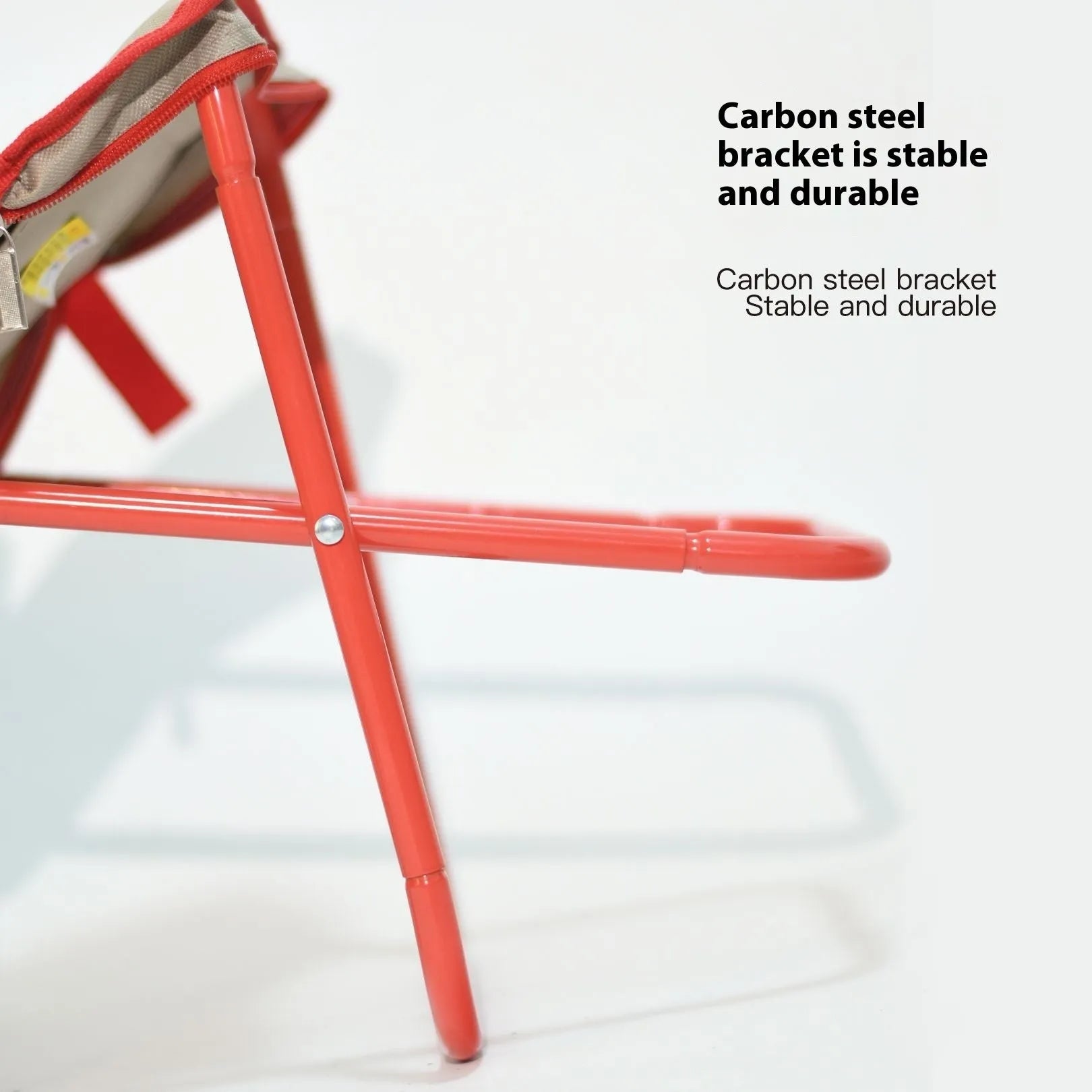 Lightweight foldable outdoor camp chair stool in Oxford cloth, shown in a khaki colour, folded compactly.