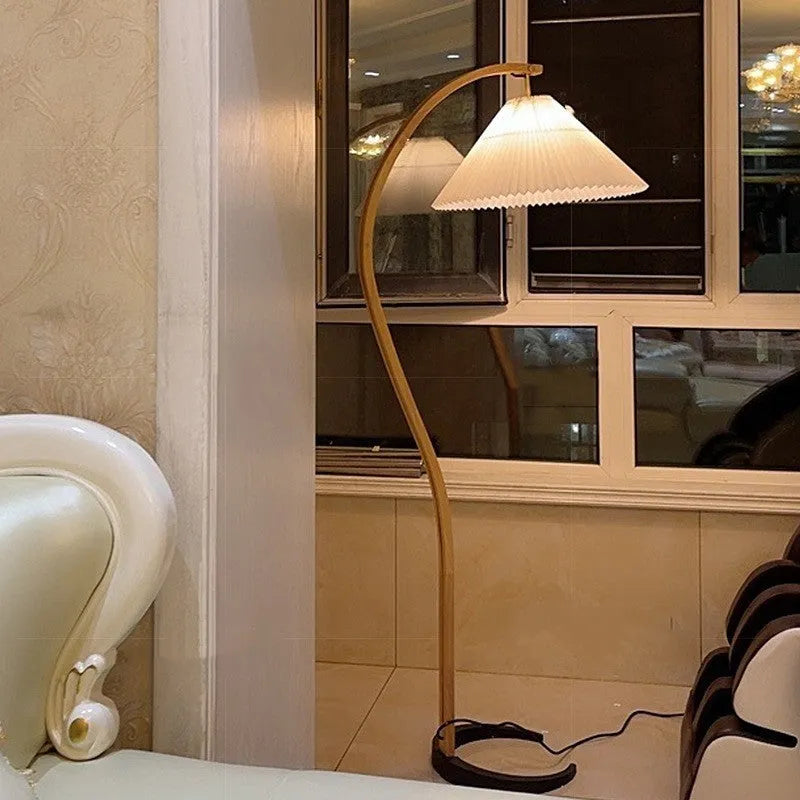 Vertical retro bedside lamp with sofa edge base showing log white and wine red lampshade options