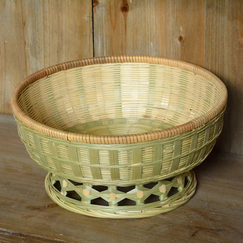 Handmade natural bamboo storage basket in three sizes for household organisation