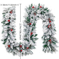 White flocked snow artificial Christmas rattan vine garland draped for decoration.