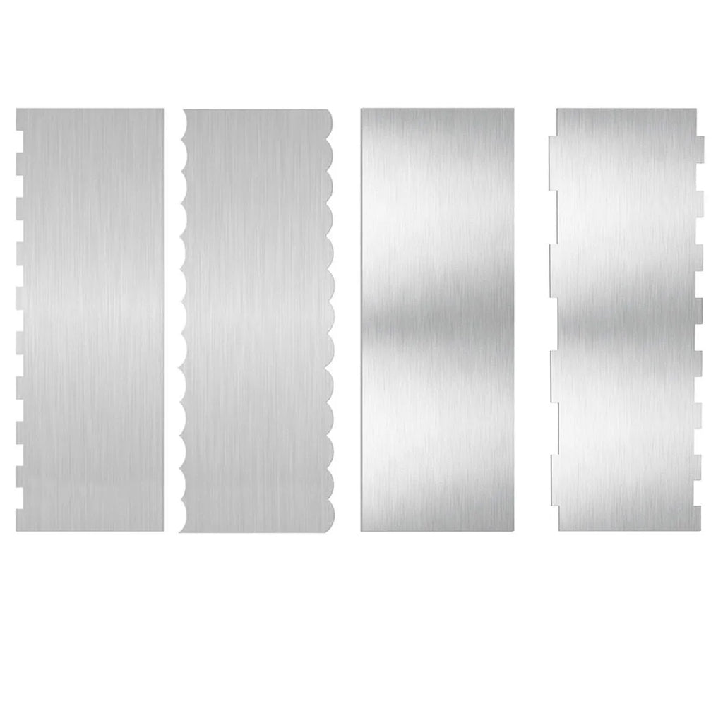 Stainless steel cream scraper with polygon pattern designs for cake decorating