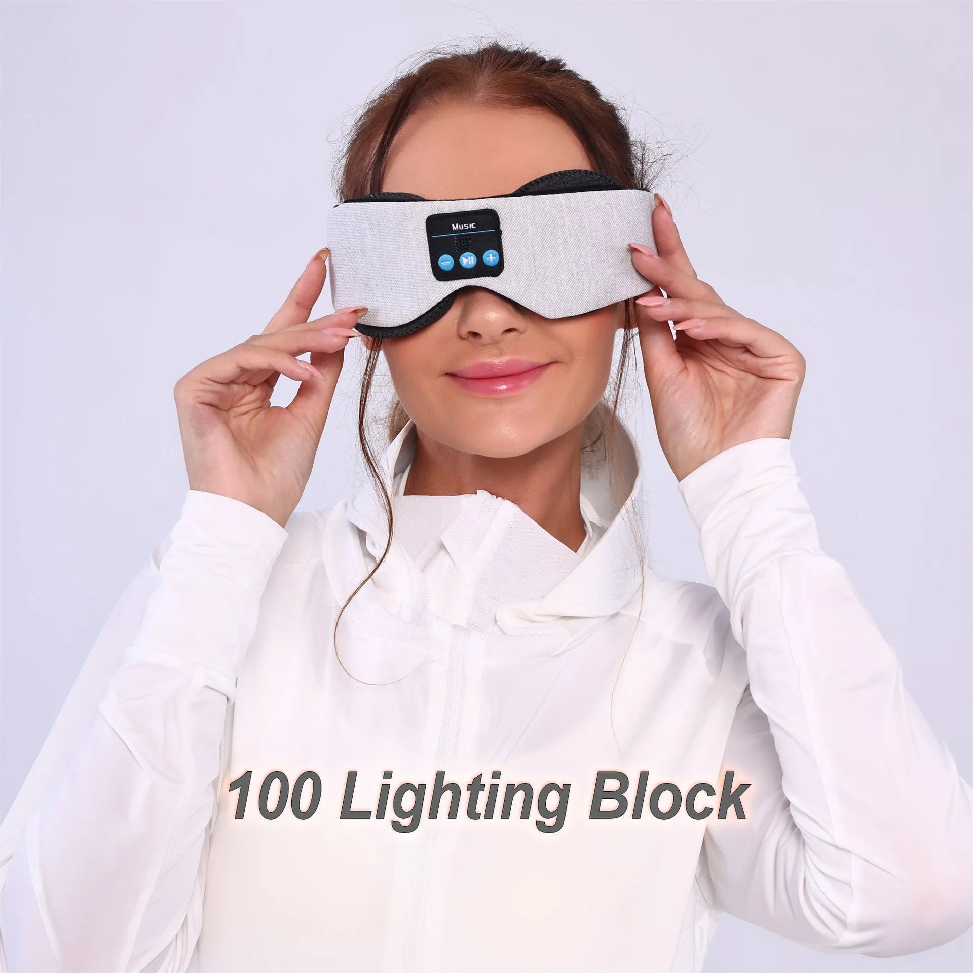 Gray outline Bluetooth sleeping eye mask for long eyelashes, polyester fabric
