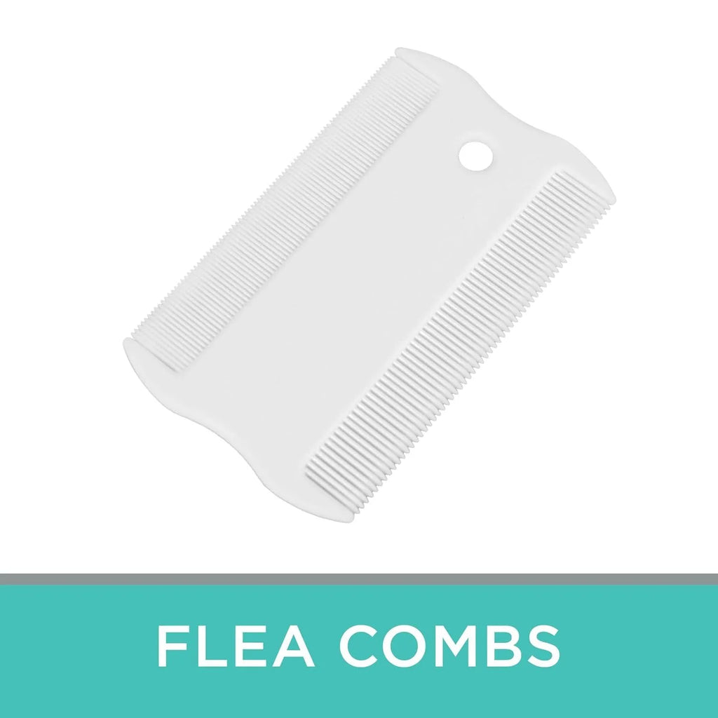 Double-sided plastic flea comb for pets with dense teeth measuring 0.85cm by 5cm