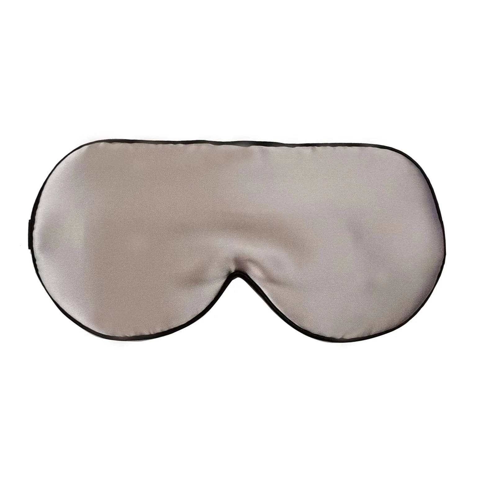 Double-sided mulberry silk eye mask in champagne colour with embroidered print.