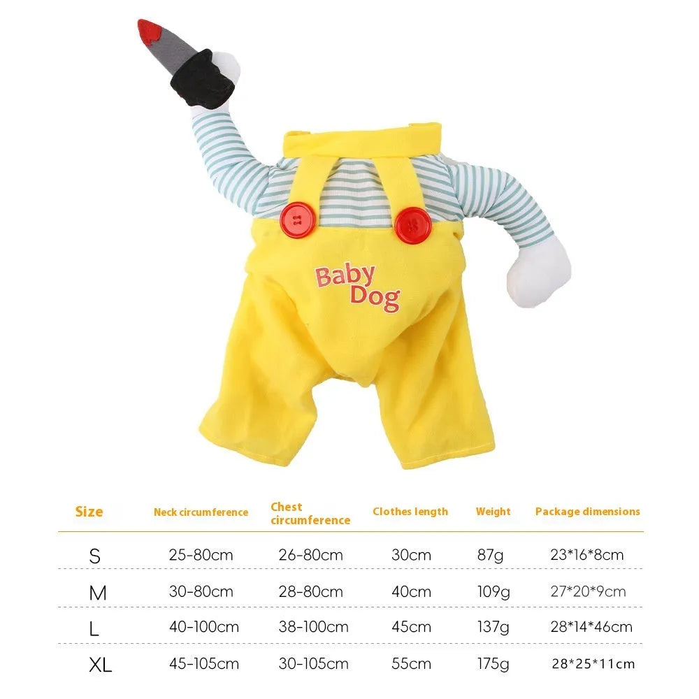 Yellow knife assassin costume for cats in polyester fabric with four size options