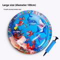 PVC inflatable water cushion pet cooling mat with shark design showing water injection valve