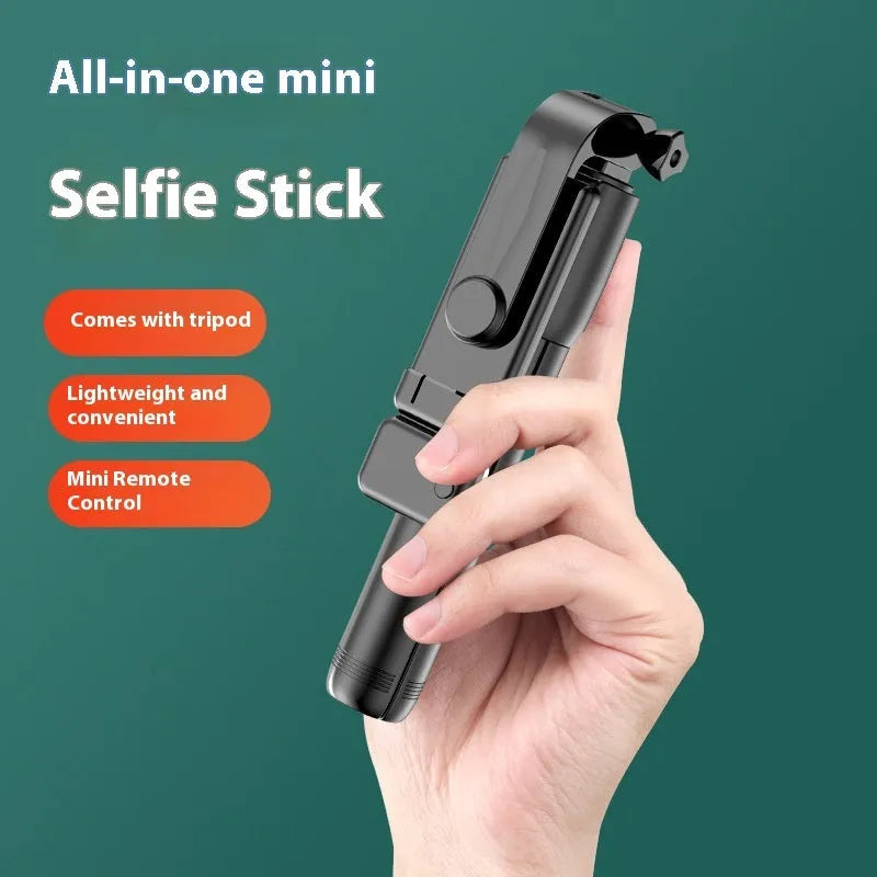 Bluetooth selfie stick tripod with LED light extended to 70cm on surface, four colour options
