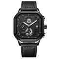 Men's 8mm quartz sports watch with belt-style strap in gold or silver case options