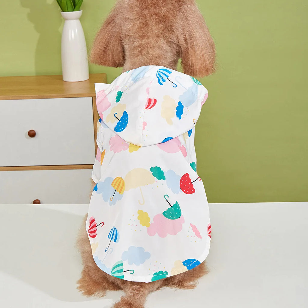 Cartoon umbrella pattern colourful pet raincoat for dogs in polyester fabric