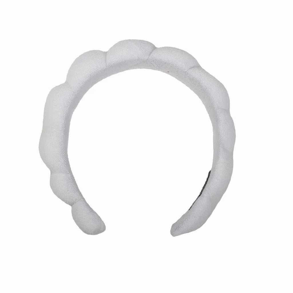Handmade cloth hair band in pink for shampoo and spa use, narrow width, soft fabric