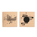 Wooden DIY stamp set with traditional crane designs for stationery decoration