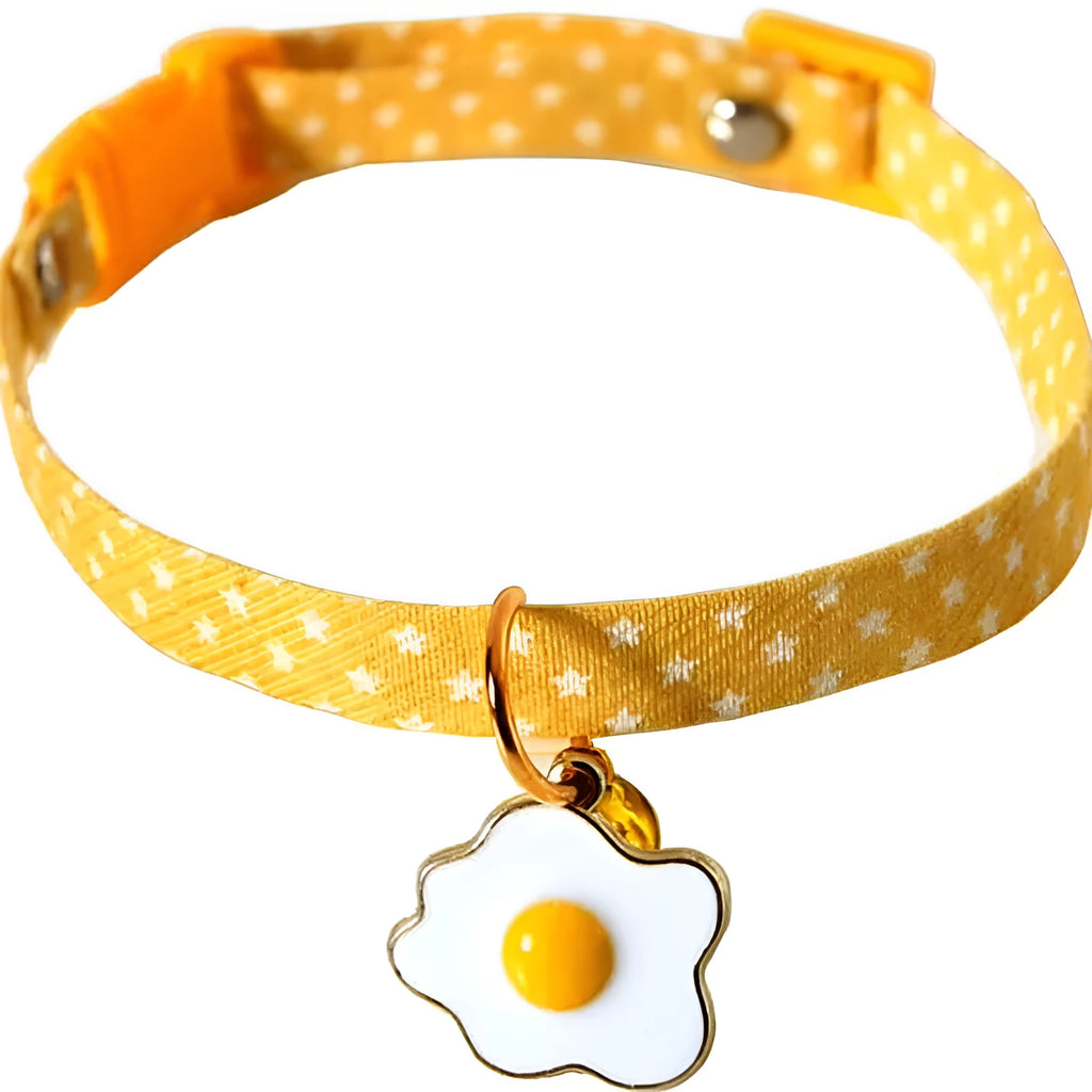 Adjustable cat collar with metal bell pendant and fabric bow tie in three colour options
