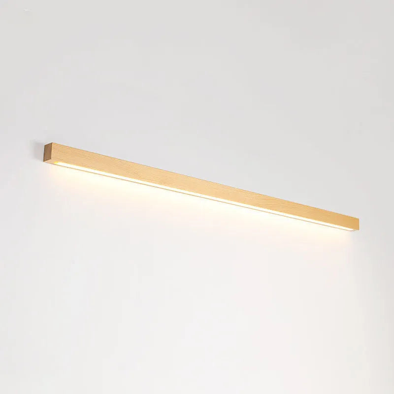 Walnut colour wood and acrylic log strip LED wall lamp in modern minimalist design