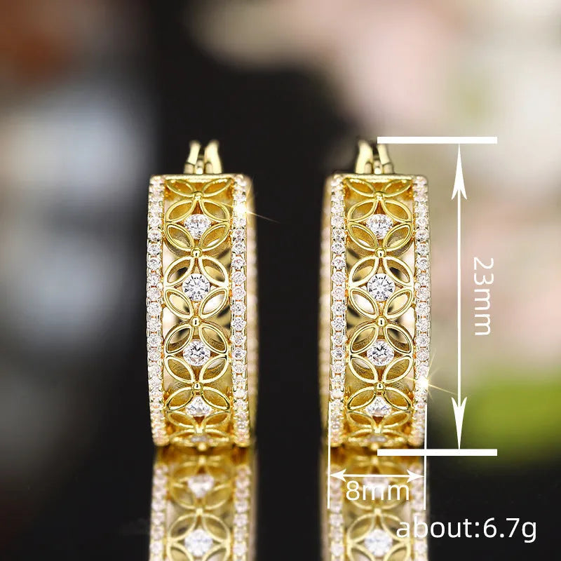 Golden yellow geometric butterfly horse eye flower clip-on earrings for women