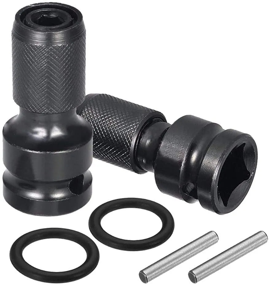 Telescopic 1/2-inch to 1/4-inch socket adapter with hexagonal handle and extension sleeve