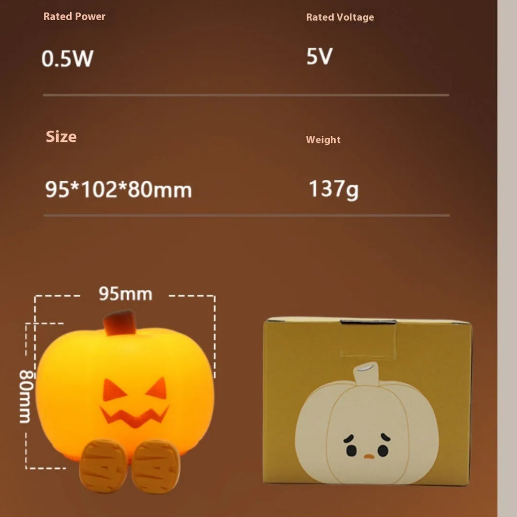Halloween pumpkin lamp with geometric design and horror pumpkin night light effects