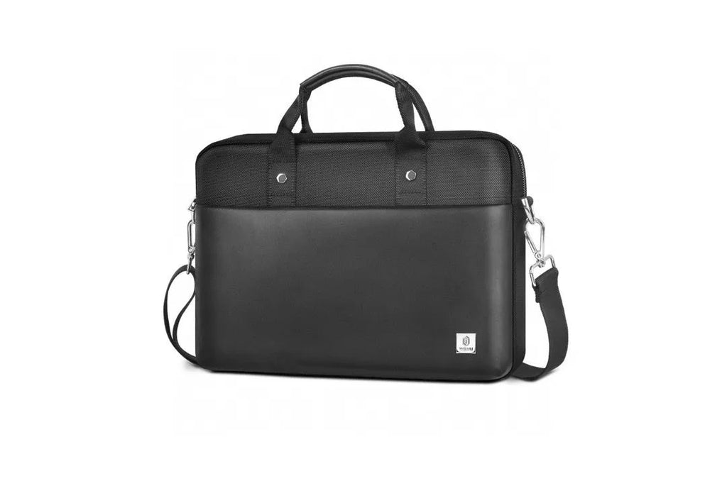 Black Oxford cloth computer handbag with multiple compartments for 14-inch or 15.6-inch laptops and accessories
