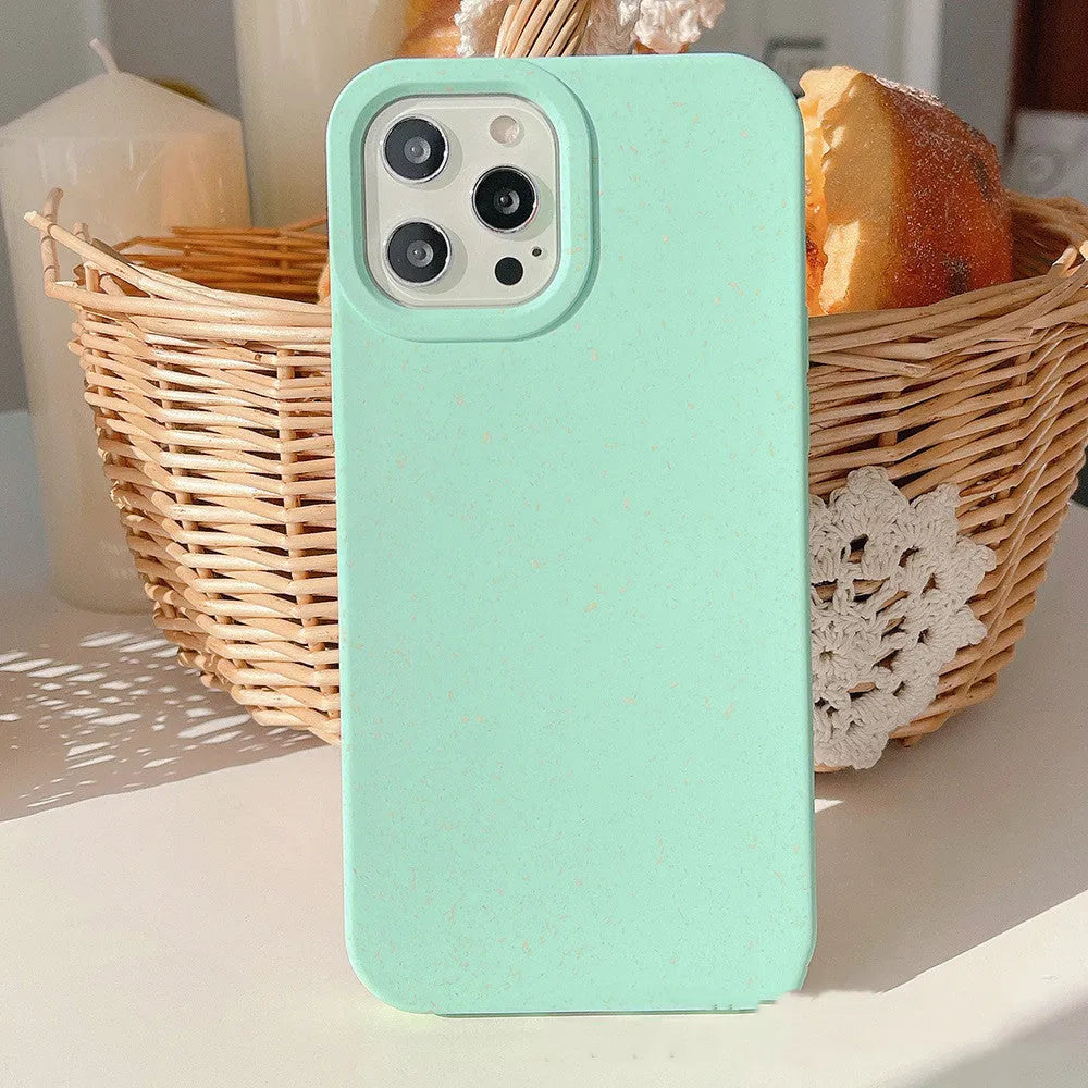 Fully degradable wheat straw composite phone case for Apple iPhone 14 Pro Max in multiple colours.