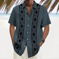 Multicolour printed loose-fitting men's polyester leisure shirt in cardigan style
