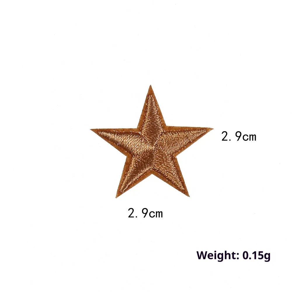 Five-pointed star embroidery label cloth stickers in assorted colours for clothing decoration