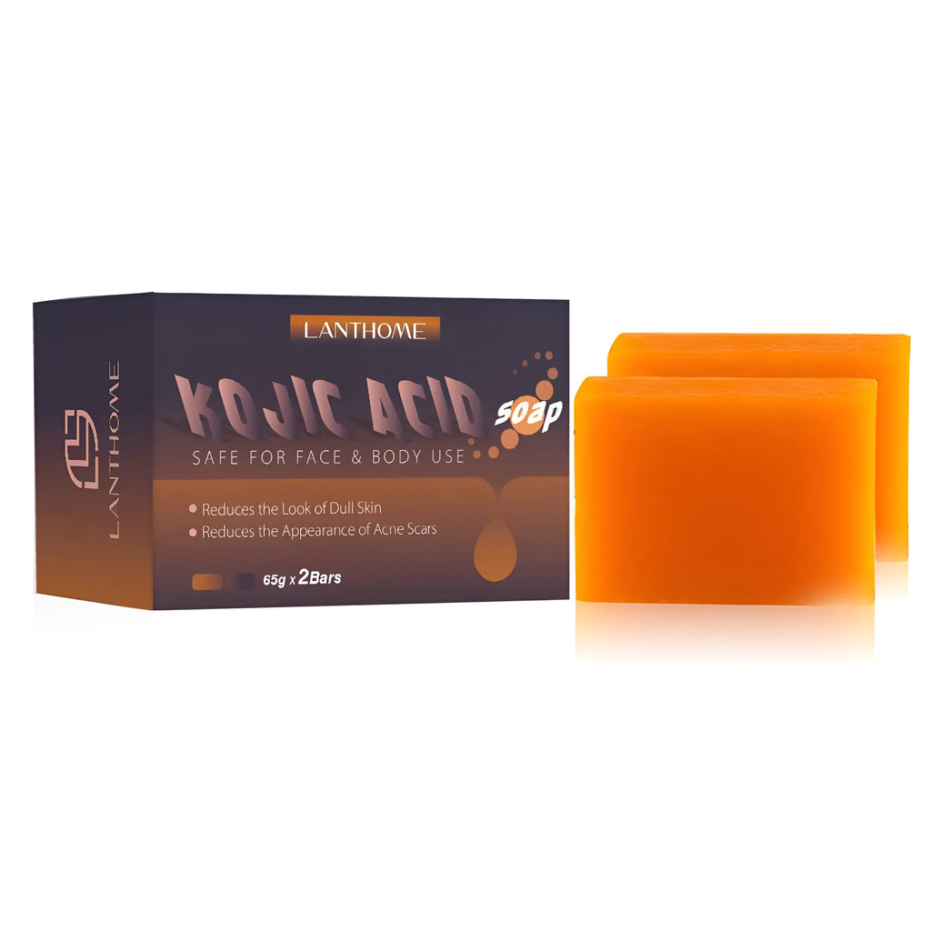 Two 65g kojic acid soap bars with retinol for facial and hand cleansing whitening