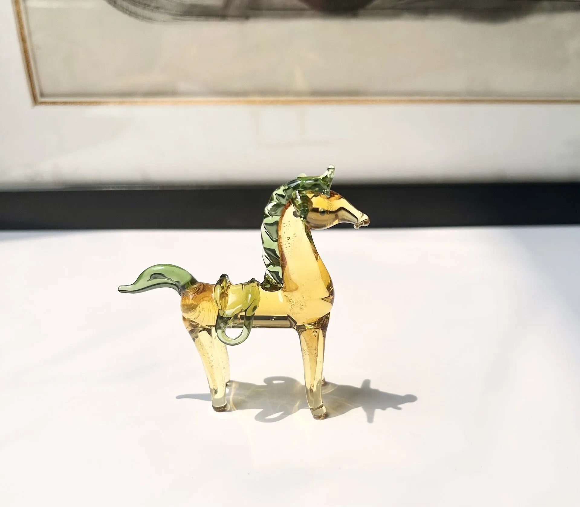 Brown or white glazed ceramic horse figurine office decoration with modern simplicity design
