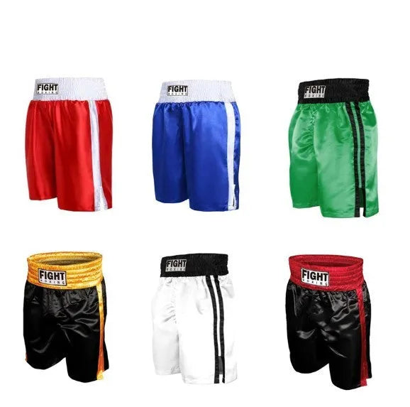 Boxing shorts for training in multiple colour options including black and white waist with stripes