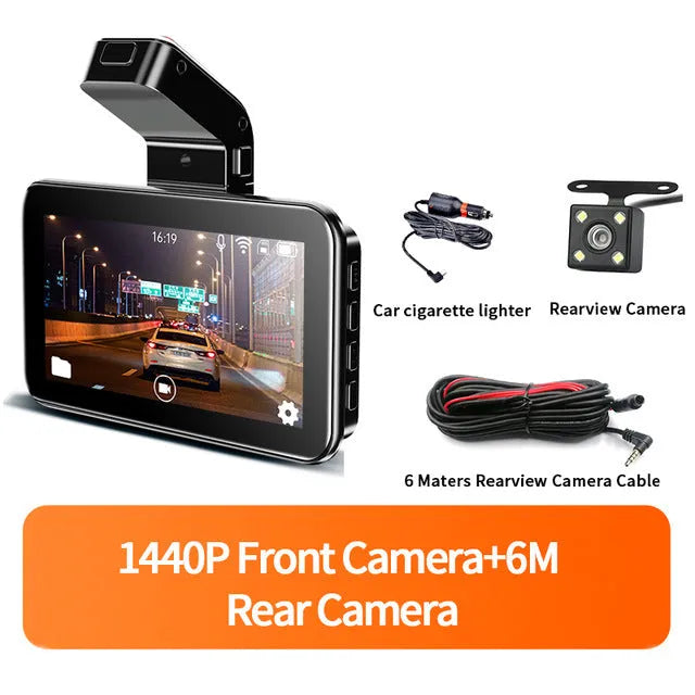 3-inch car dashboard camera with dual lens system for front and rear recording